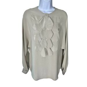 3.1 Phillip Lim Beige Silk Long Sleeve Button Down Shirt Women’s Size 2